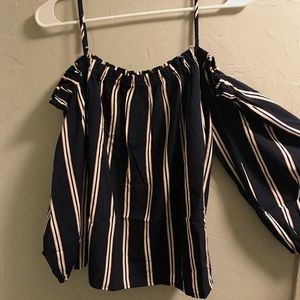 Striped Open-Shoulder Top